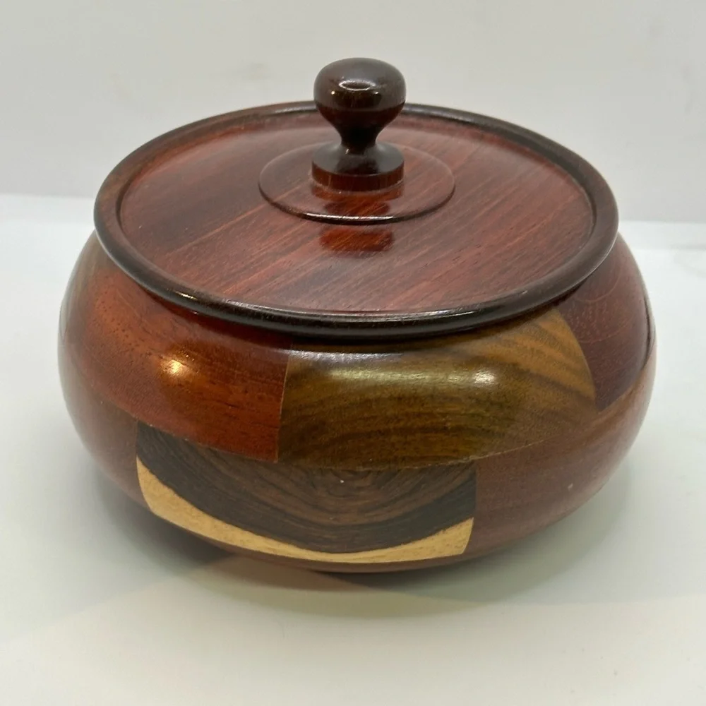 Wooden Decorative Bowl with Lid